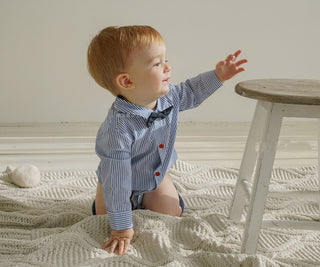 ストライプシャツロンパース70~100cm