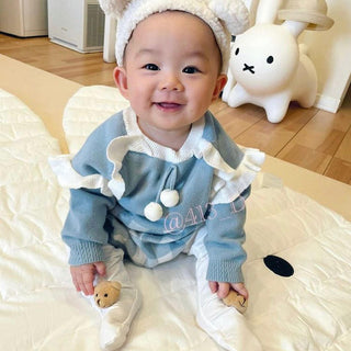 ブルーチェックロンパース73〜90cm