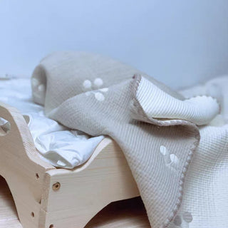 コットン100% グレージュブランケット