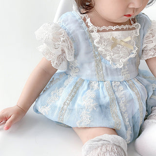 ブルーレースロンパース59〜90cm