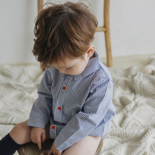 ストライプシャツロンパース70~100cm