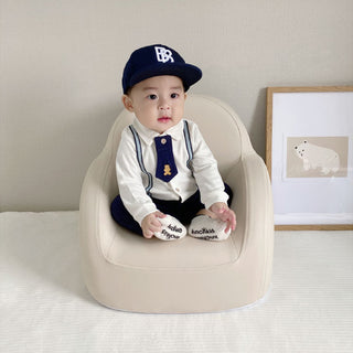 【即納商品】くまちゃんネクタイロンパース(長袖)66〜90cm