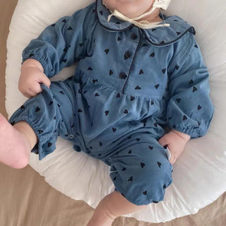 【即納商品】フレンチハートロンパース66〜100cm