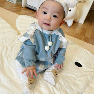 ブルーチェックロンパース73〜90cm