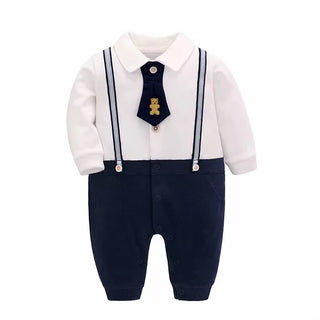 【即納商品】くまちゃんネクタイロンパース(長袖)66〜90cm