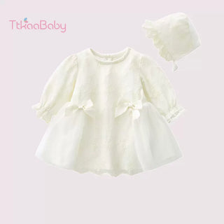 総レースリボンベビードレス+お帽子セット