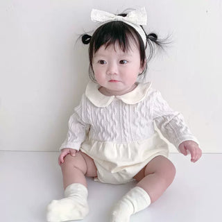 丸襟ホワイトロンパース