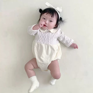 丸襟ホワイトロンパース