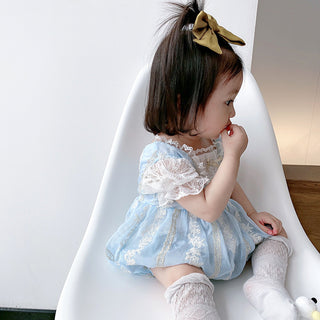 ブルーレースロンパース59〜90cm