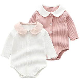 【即納商品】もっちり襟付きピンクロンパース59〜80cm