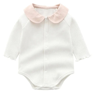 【即納商品】もっちり襟付きピンクロンパース59〜80cm