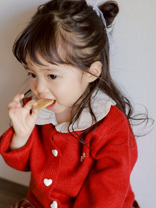 【おすすめ】レッドチェックワンピースカーディガン 80cm~140cm