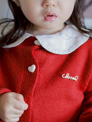 【おすすめ】レッドチェックワンピースカーディガン 80cm~140cm