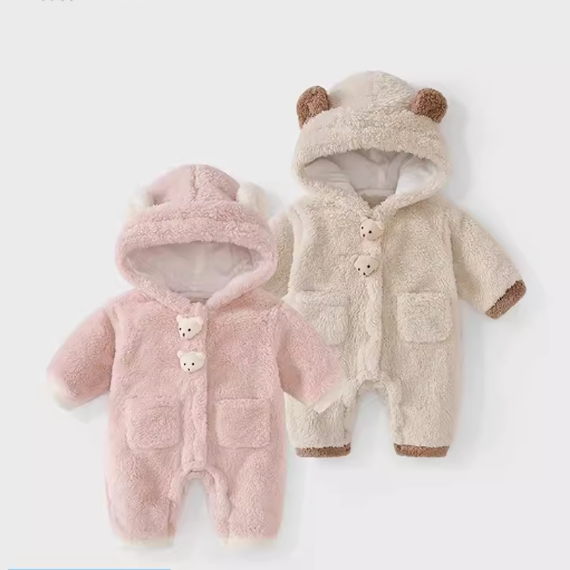 ふわふわくまちゃんアウターロンパース 60cm~90cm|ベビーのアウター ふわふわくまちゃんアウターロンパース 60cm~90cm|ベビーのアウター