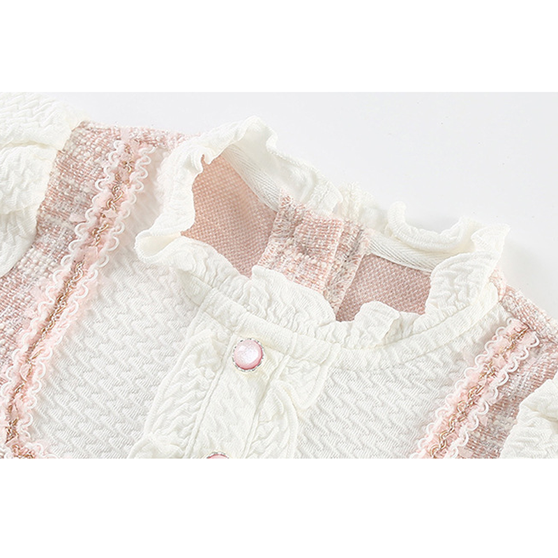 ピンクツイードフリルロンパース 60cm~90cm|ベビーの ピンクツイードフリルロンパース 60cm~90cm|ベビーの