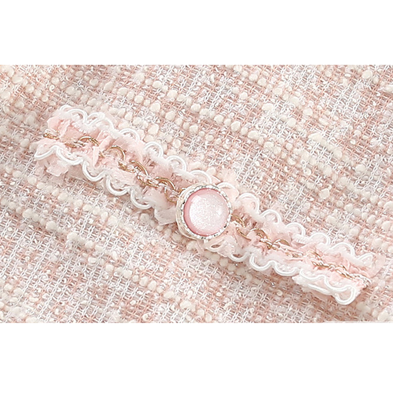ピンクツイードフリルロンパース 60cm~90cm|ベビーのロンパース ピンクツイードフリルロンパース 60cm~90cm|ベビーのロンパース