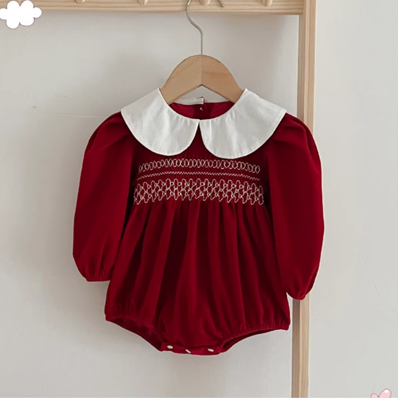 スティッチングレッドロンパース&ワンピース 60cm~130cm|ベビーの スティッチングレッドロンパース&ワンピース 60cm~130cm|ベビーの