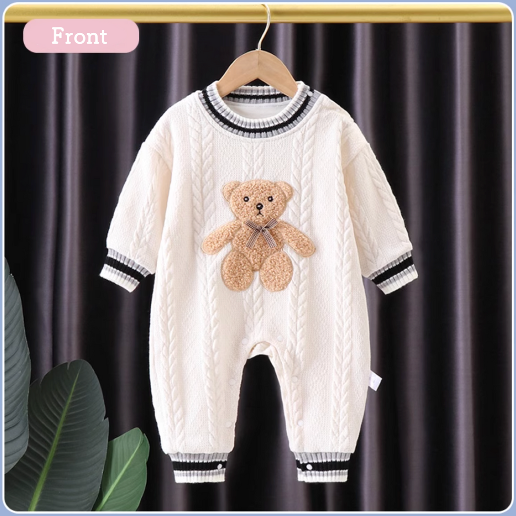 もこくまニットロンパース60〜100cm