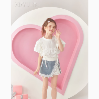レースカットデニムスカート 120cm~170cm