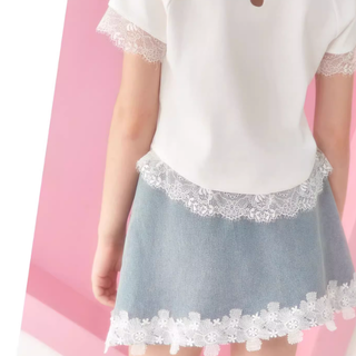 レースカットデニムスカート 120cm~170cm