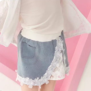 レースカットデニムスカート 120cm~170cm