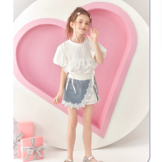 レースカットデニムスカート 120cm~170cm