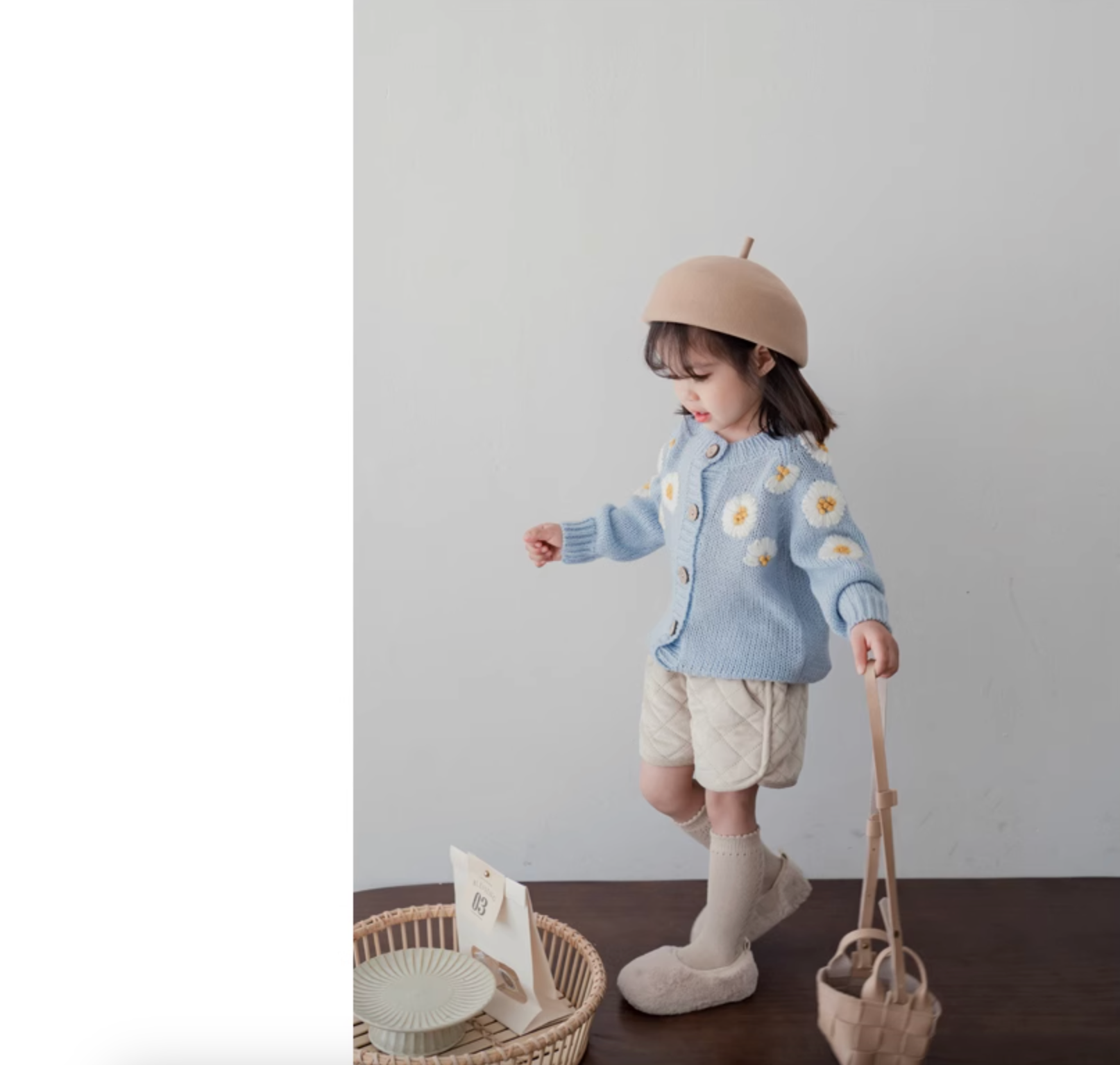 タグ付きベビー服Misha & Puff グリーン カーディガンとスカートセット フラワーカーディガン90cm〜140cm|女の子 トップス |ベビー服