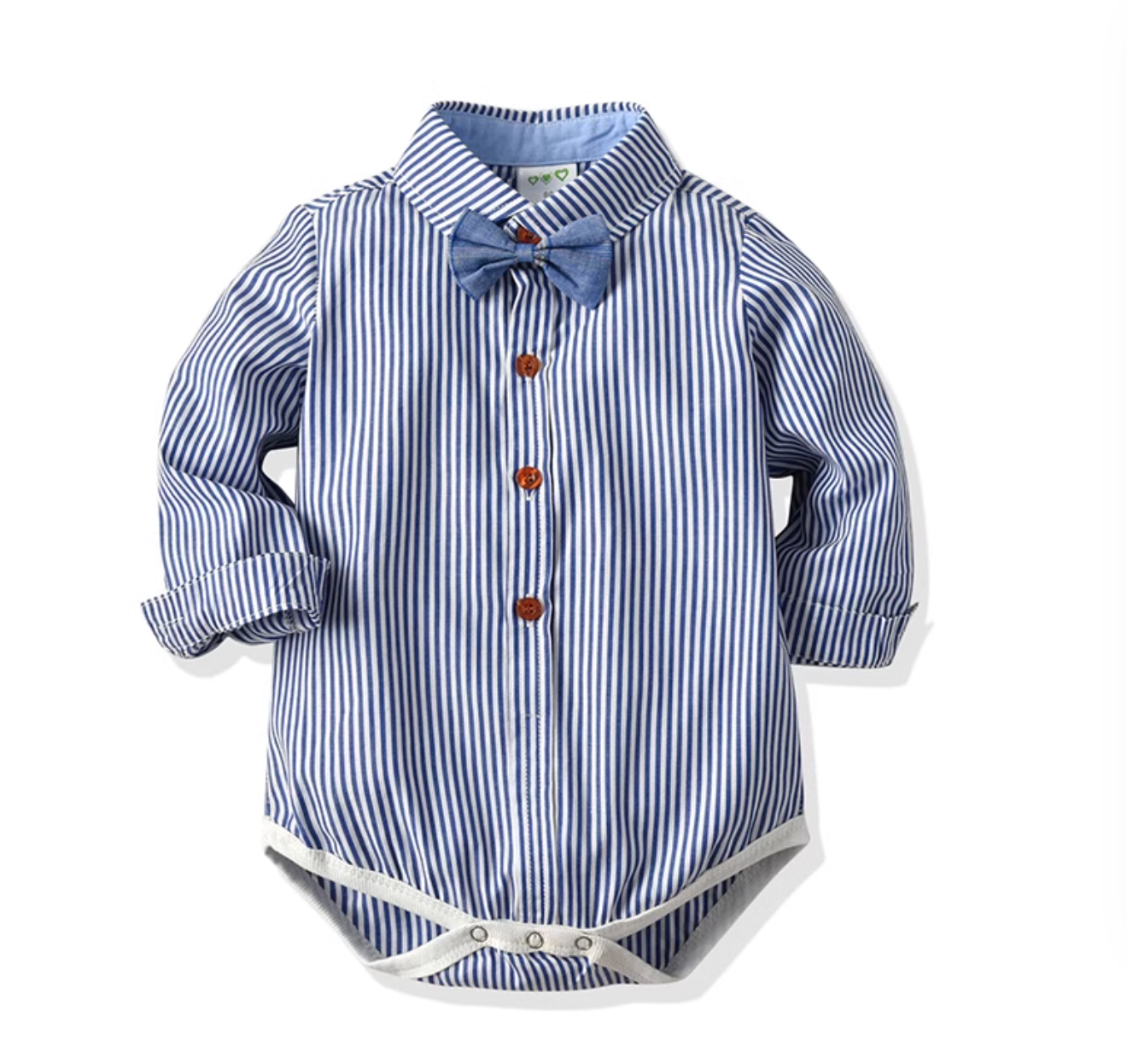 VALENTINO ストライプリボンタイ付きシャツロンパース VALENTINO VALENTINO ストライプリボンタイ付きシャツロンパース VALENTINO