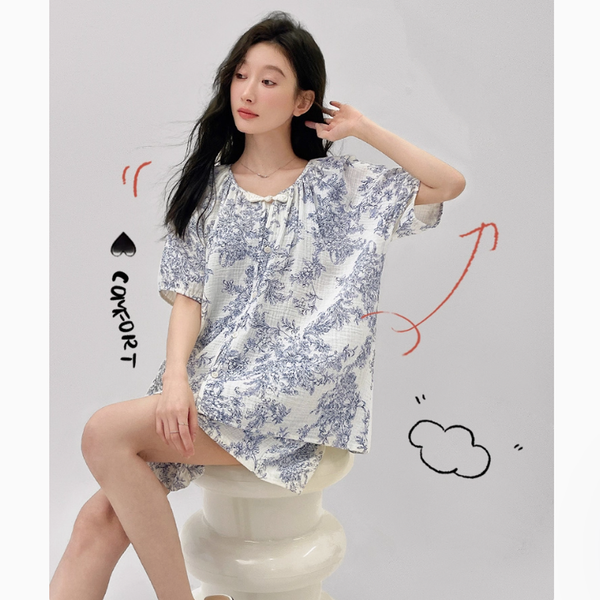 【値下げ】【新品未使用】amber mimi トワルドジュイコットンパジャマ マタニティコットントワルドジュイパジャマ｜マタニティウェア