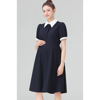 【マタニティ】襟付　きネイビーワンピース　M・L・XL
