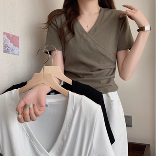 【マタニティ】カシュクール授乳トップス　M～3XL