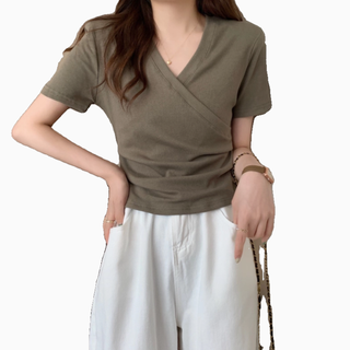 【マタニティ】カシュクール授乳トップス　M～3XL