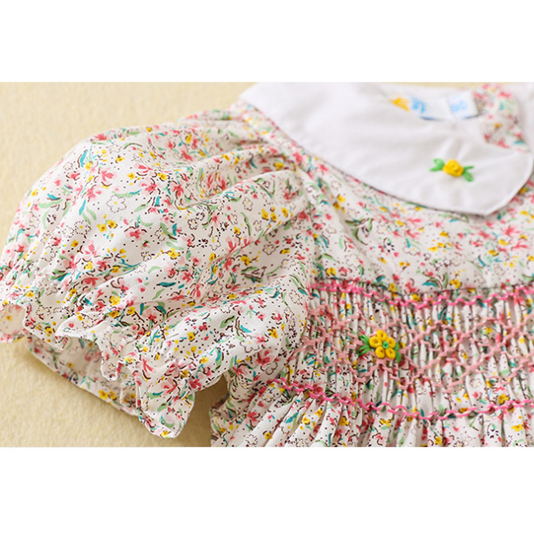 フラワースモッキングワンピース80〜120cm|ベビーのワンピース フラワースモッキングワンピース80〜120cm|ベビーのワンピース