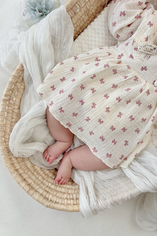 リボンコットンワンピース　59cm～90cm