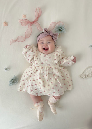 リボンコットンワンピース　59cm～90cm