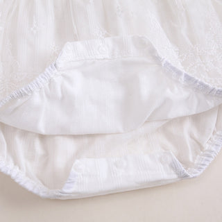 ホワイトコットンリボンロンパース　　59cm～90cm　