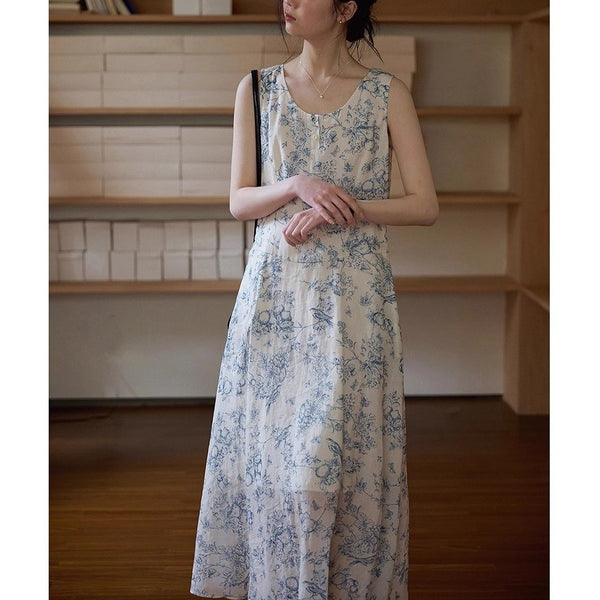 フラワーブルーワンピース S~XL｜ワンピース ママ｜ベビー服