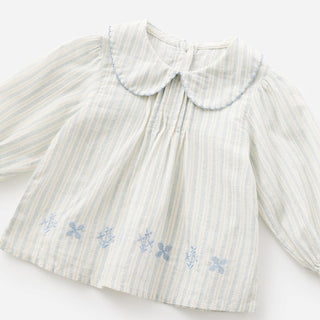 ブルーフラワーストライプトップス　70㎝～100㎝