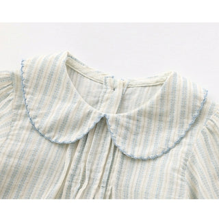 ブルーフラワーストライプトップス　70㎝～100㎝