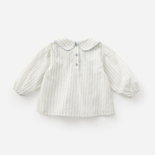 ブルーフラワーストライプトップス　70㎝～100㎝