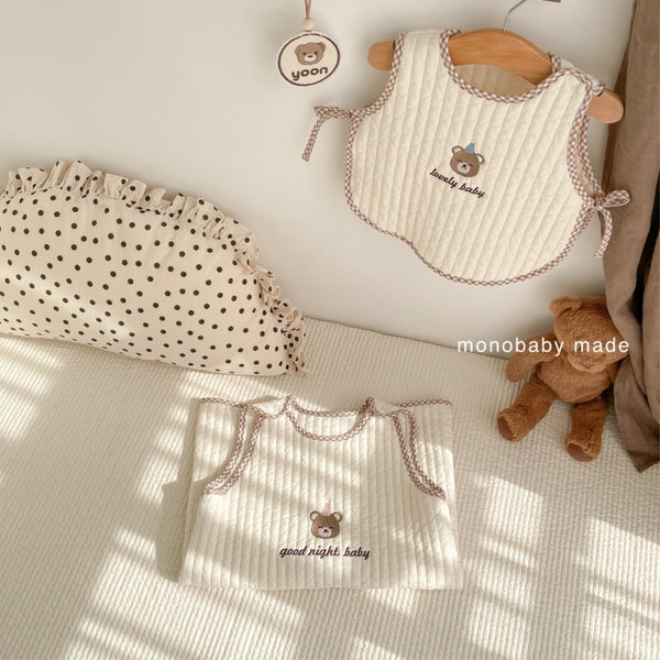 名入れ刺繍】ギンガムチェックくまちゃんコットンスリーパー｜ベビーの