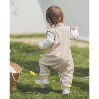 ベージュネクタイフォーマルロンパース　60cm～90cm