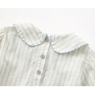 ブルーフラワーストライプトップス　70㎝～100㎝