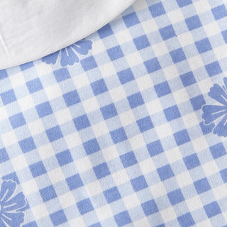 チェックフラワーロンパース　60cm～90cm