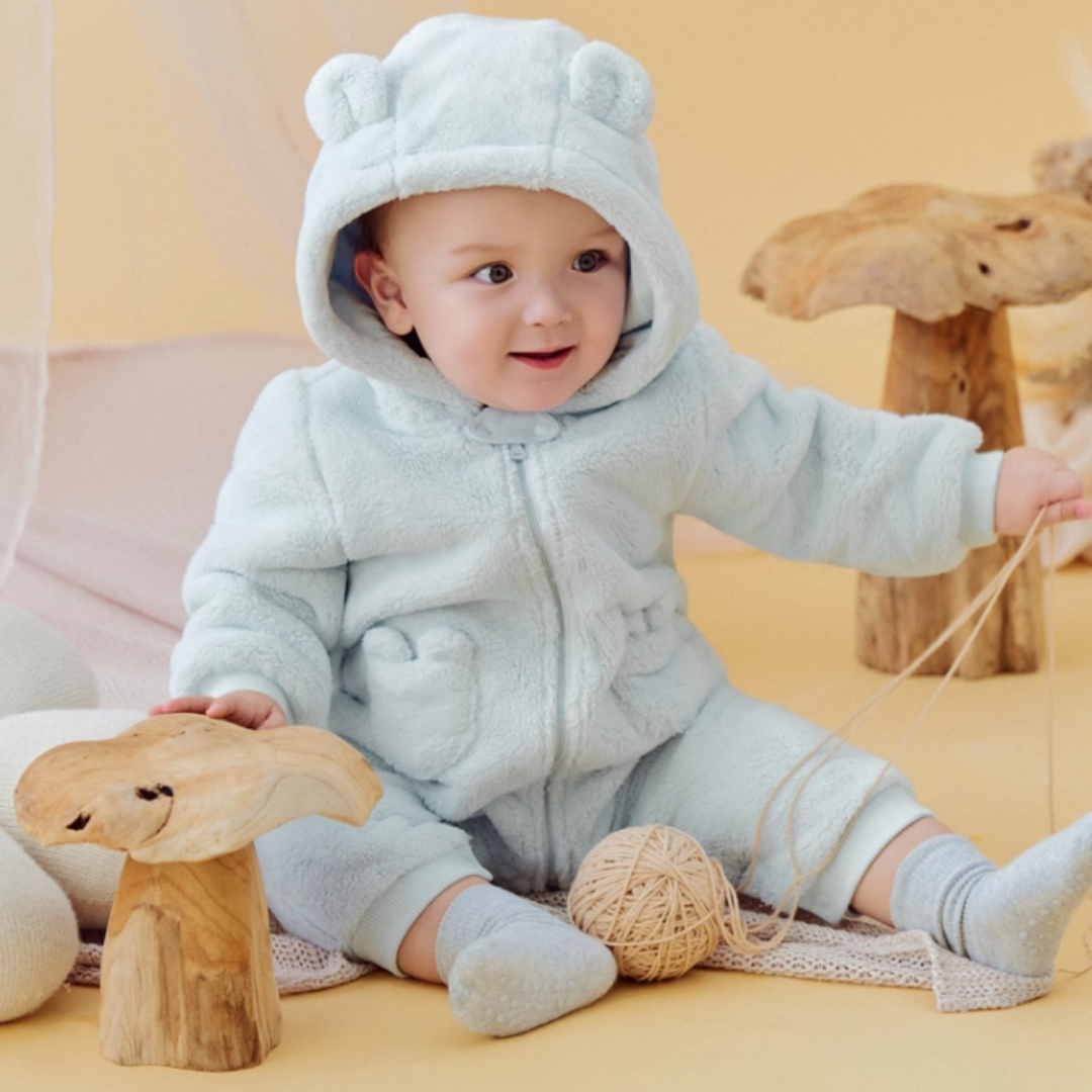 dave&bella もこもこベアロンパース 59cm~90cm|ベビーのロンパース dave&bella もこもこベアロンパース 59cm~90cm|ベビーのロンパース