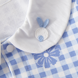 チェックフラワーロンパース　60cm～90cm