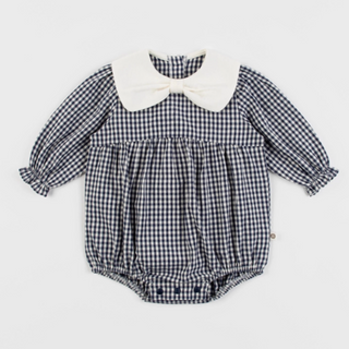 ギンガムチェックコットンロンパース　60cm～90cm