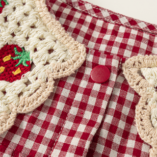 ギンガムチェックいちごロンパース　60cm～100cm