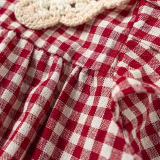 ギンガムチェックいちごロンパース　60cm～100cm