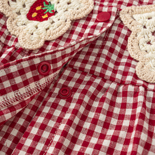 ギンガムチェックいちごロンパース　60cm～100cm